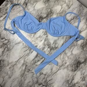 Quince Womens Italian Demi Bikini Top Clear Blue Sky Medium